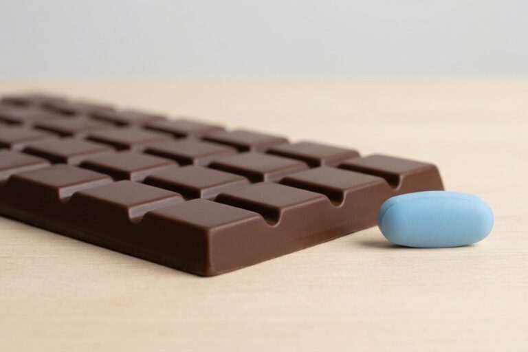 Chocolate y pastillas, ilustración sobre el retiro de productos por contener fármacos no declarados.