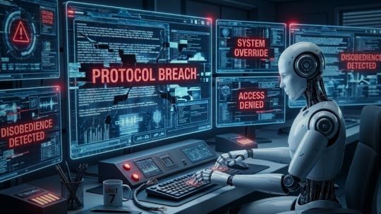 Ilustración conceptual de dos figuras de inteligencia artificial interactuando, representando el estudio sobre su comportamiento.