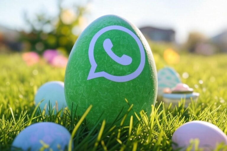 Ejemplo de tarjeta digital de Felices Pascuas con conejos y huevos decorados