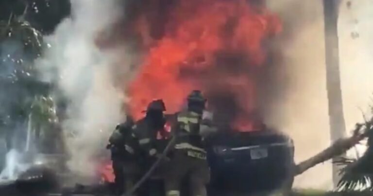 Operativo de bomberos combatiendo un incendio en una fábrica industrial.