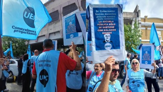 Manifestación de docentes en la provincia de Córdoba durante una protesta salarial.