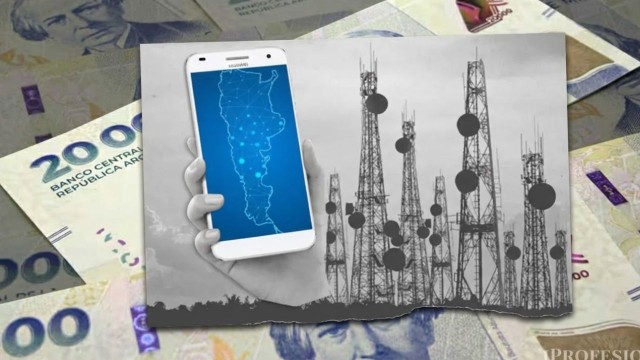 Gráfico que representa el mercado de telecomunicaciones en Argentina con logos de las principales empresas.
